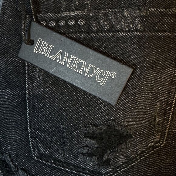 BLANKNYC Faded Black Cutoff Denim Shorts Distressed Raw Hem Button Fly Size 24 - Picture 8 of 9